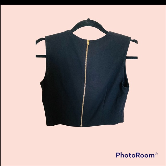 NWT  Zara Black Crop Top with Gold Zipper detail - Picture 12 of 13